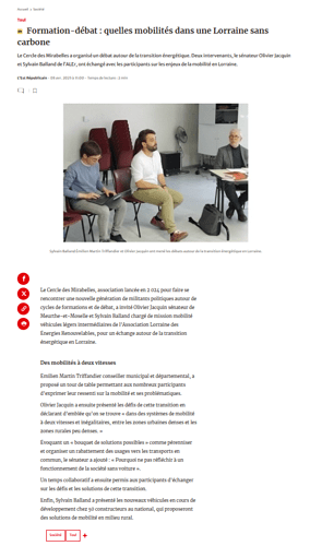 Toul. Formation-débat _ quelles mobilités dans une Lorraine sans carbone